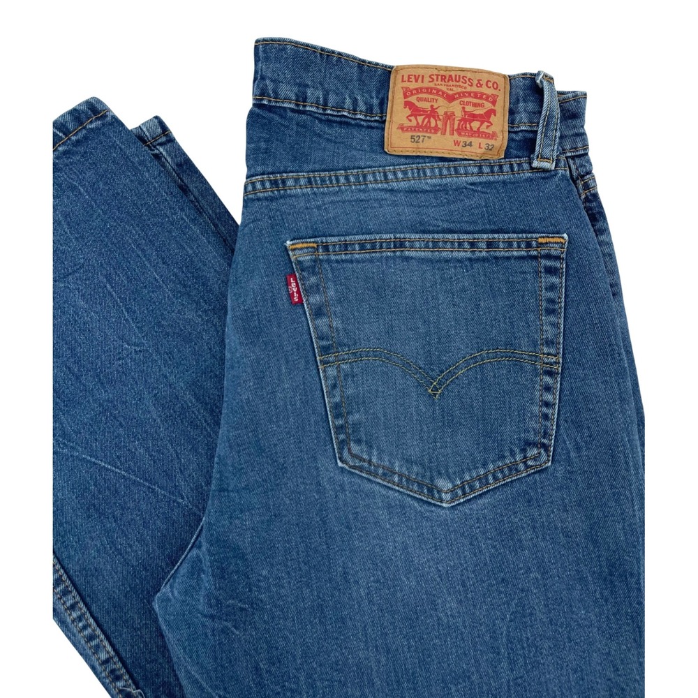 Levis 527 Slim Bootcut Jeans Mens W34 L32 Medium Wash Blue Denim